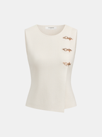 Metal Buckle Sleeveless Knit Top