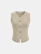Sleeveless Knit Vest & Midi Skirt Set