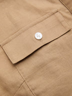 Linen-Cotton Drawstring Cropped Shirt