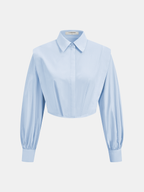 Wide-Shoulder Cropped Shirt