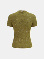 Pearl Embellished Lace Short Sleeve Top
