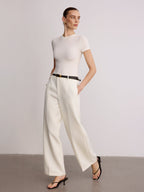 Mid-Waist Wide-Leg Pants without Belt