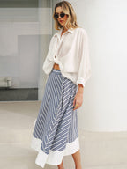 Twist Front Balloon Sleeve Button-Down Shirt