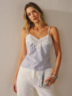 Striped Lace Trim Cami Top