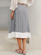 Pocket Detail Striped Midi Skirt