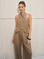 Halter Neck Top & Wide Leg Pants Set