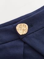 Embossed Button Pleated Skort
