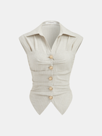Cotton Linen Sleeveless Top & Pleated Pants Set