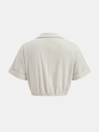 Cotton Linen Crop Top & Pleated Pants Set