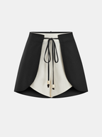 Cotton Linen Two-Tone Drawstring Shorts