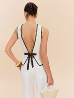 Scalloped Trim Tie-Back Sweater Vest