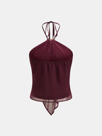Shell Decor Halter Chiffon Tank Top