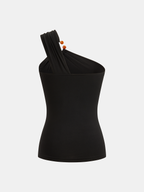 One Shoulder Beaded Fitted Tank Top