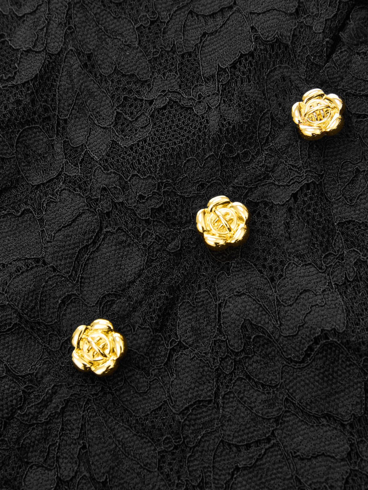 Floral Button Mandarin Collar Lace Top