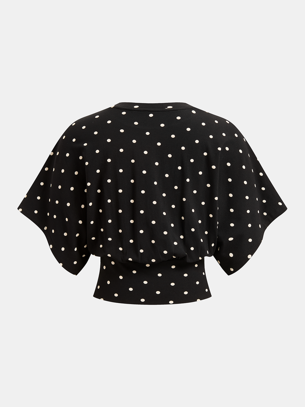 Polka Dot Batwing Cinched Waist Top