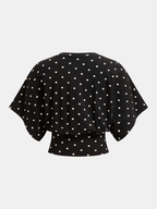 Polka Dot Batwing Cinched Waist Top
