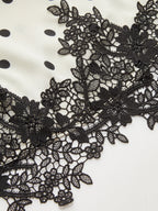 Polka Dot Ruched Lace Hem Sleeveless Blouse
