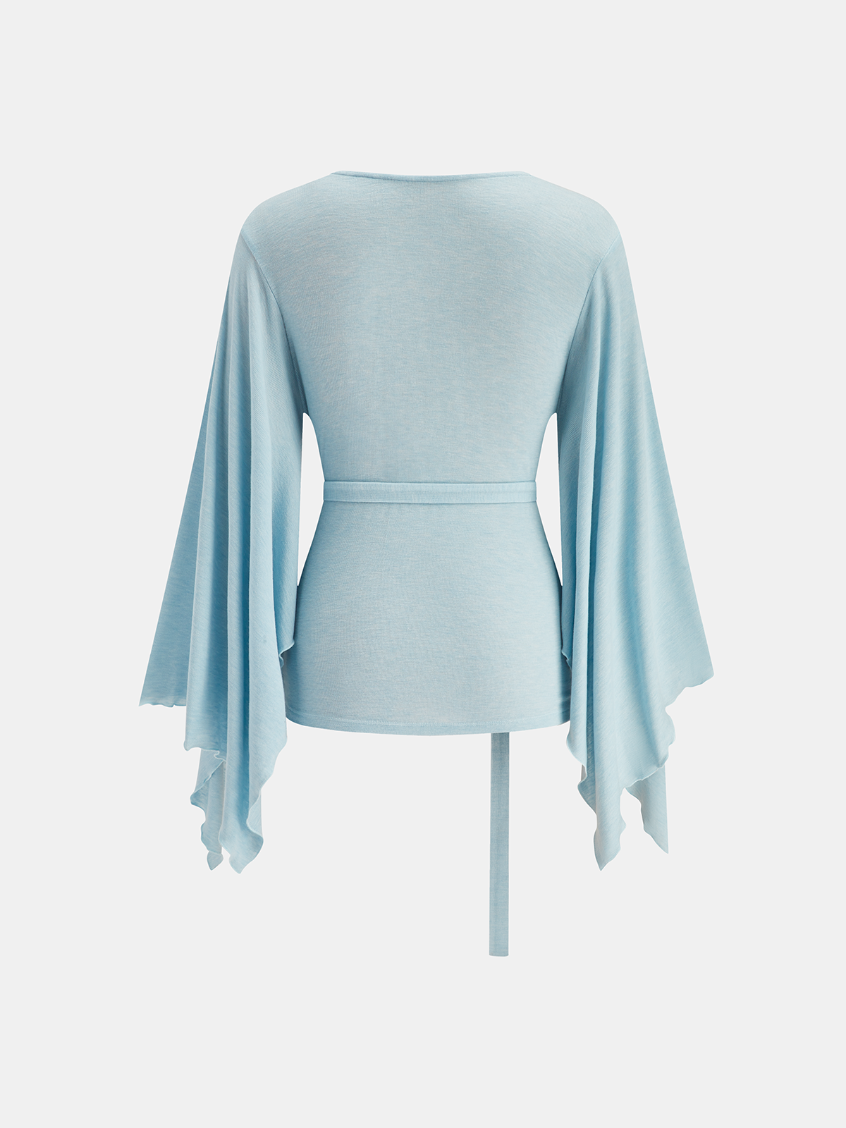 Belted Flared Sleeve Casual Blouse
