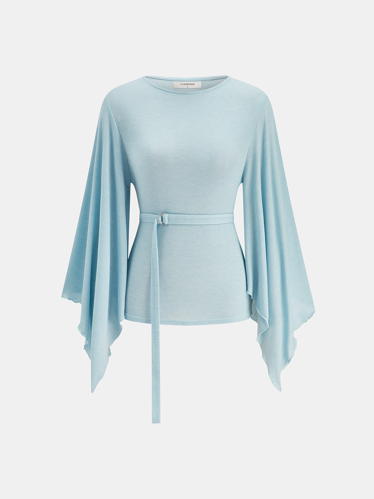 Belted Flared Sleeve Casual Blouse