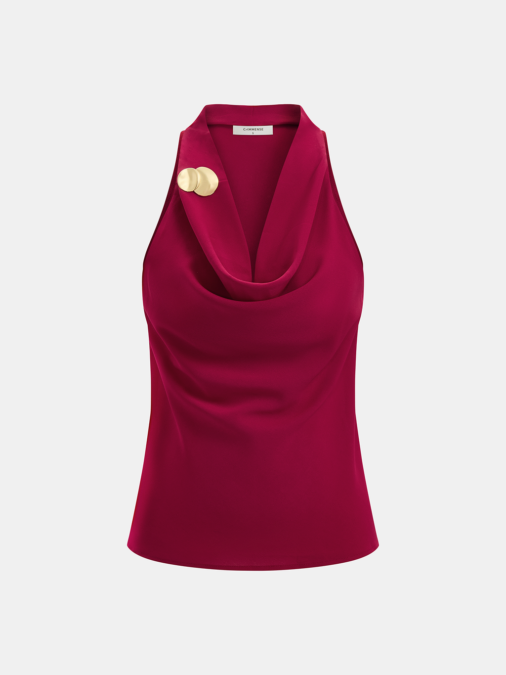 Metal Detail Cowl Neck Sleeveless Top