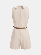 Sleeveless Blazer Style Belted Romper