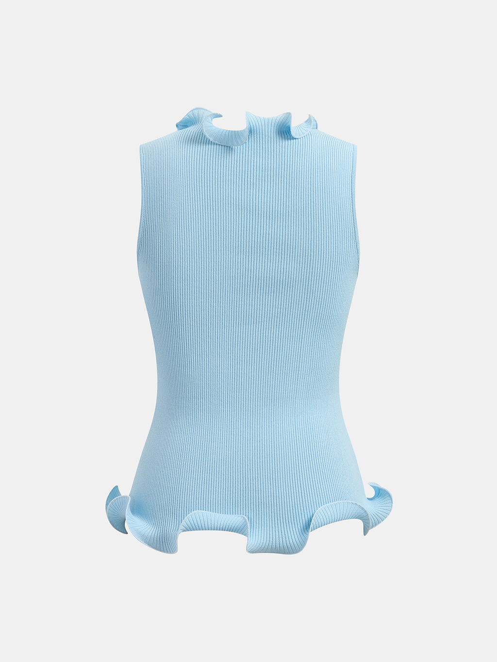 Sleeveless Ruffled Ribbed Knit Top