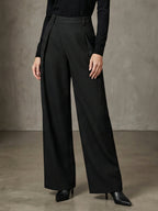 Asymmetric Pleated Wide-Leg Pants