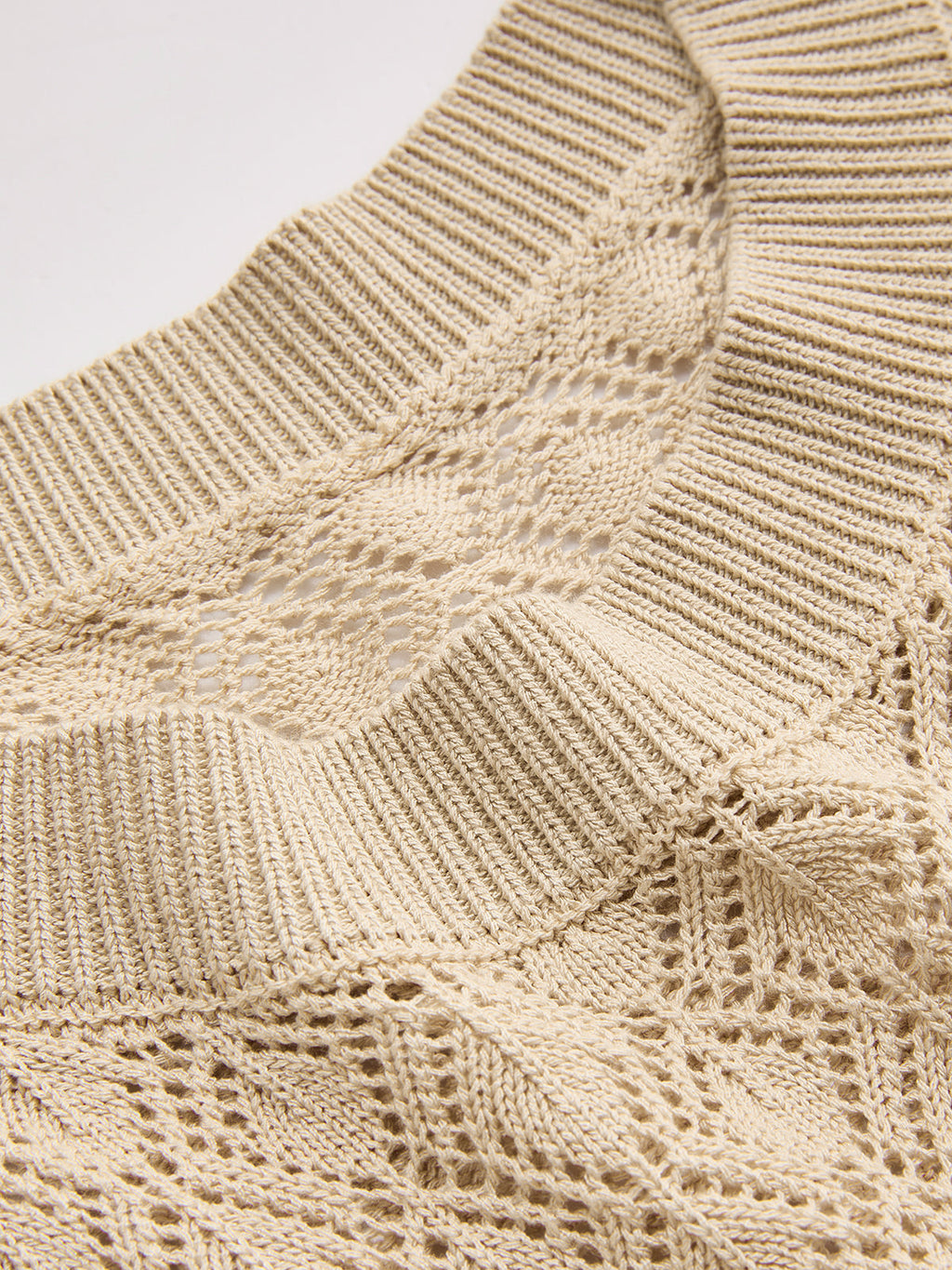 Openwork Knitted Crew Neck Vest