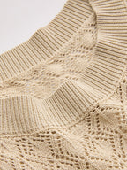 Openwork Knitted Crew Neck Vest