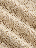 Openwork Knitted Crew Neck Vest