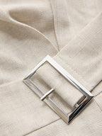 Cotton Linen One Shoulder Belted Top & Pants Set