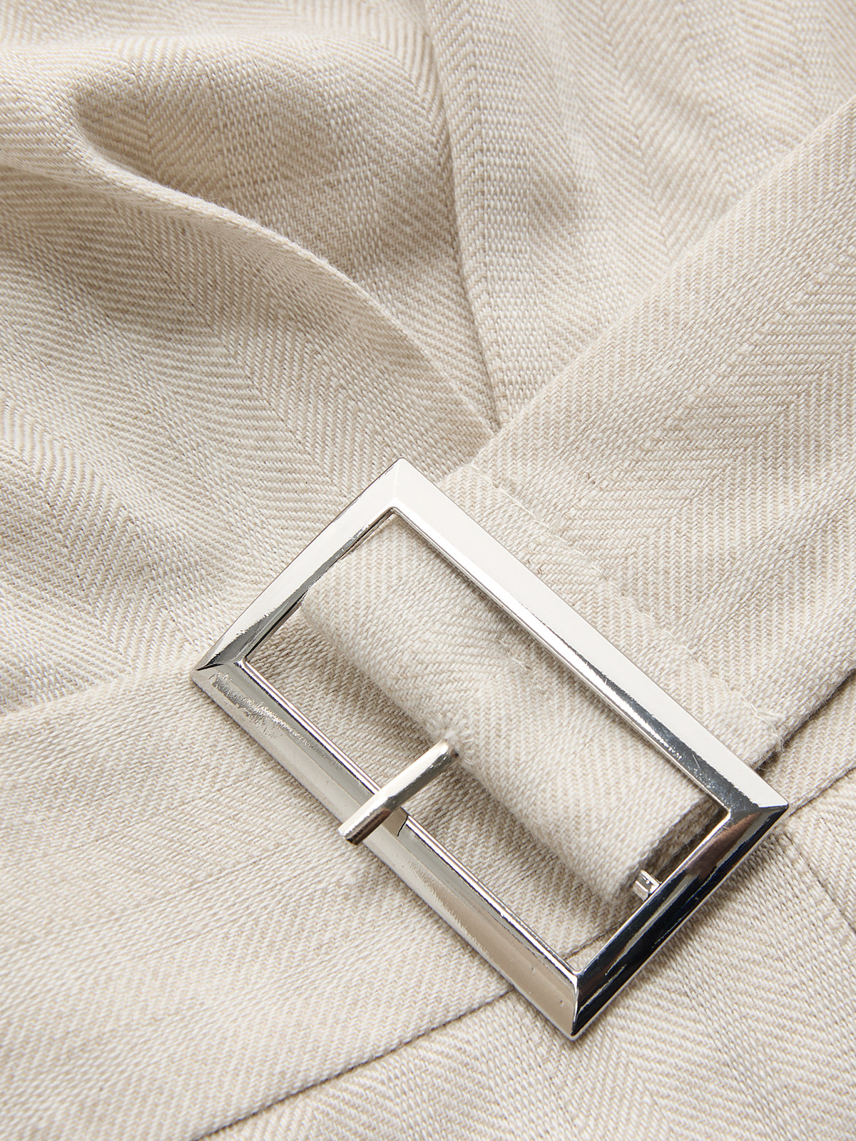 Cotton Linen One Shoulder Belted Top & Pants Set