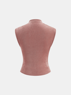 Ruched Mock Neck Fitted Tank Top