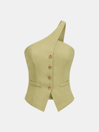 Metal Detail One-Shoulder Asymmetric Vest