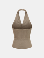 Halter Ribbed Wrap Knit Vest