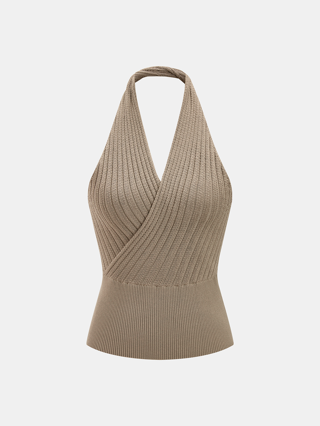 Halter Ribbed Wrap Knit Vest
