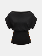 Amber Detail Cinched Waist Knit Top