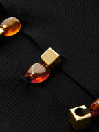 Amber Detail Cinched Waist Knit Top