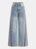 Side Stripe Curved Leg Denim Jeans