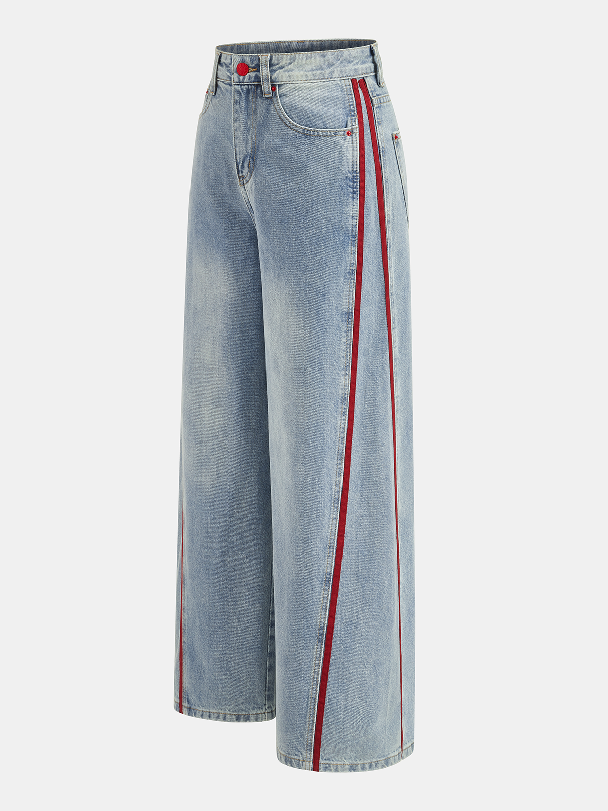 Side Stripe Curved Leg Denim Jeans