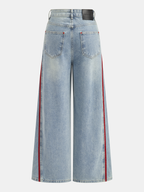 Side Stripe Curved Leg Denim Jeans