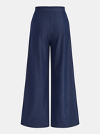 Buckle-Waist Overlap Wide Leg Pants
