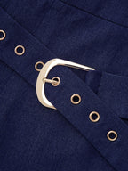 Buckle-Waist Overlap Wide Leg Pants