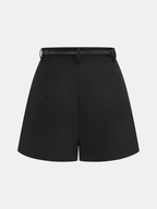 Mid-Waist Belted Casual Shorts