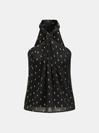 Metallic Polka Dot Sheer Chiffon Halter Neck Top