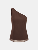 Sheer Scarf Top & One-Shoulder Top Two-Piece Set