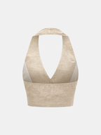Linen Blend Halter Crop Top & Pants Set
