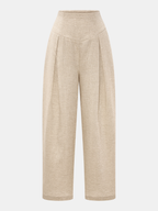 Linen Blend Halter Crop Top & Pants Set