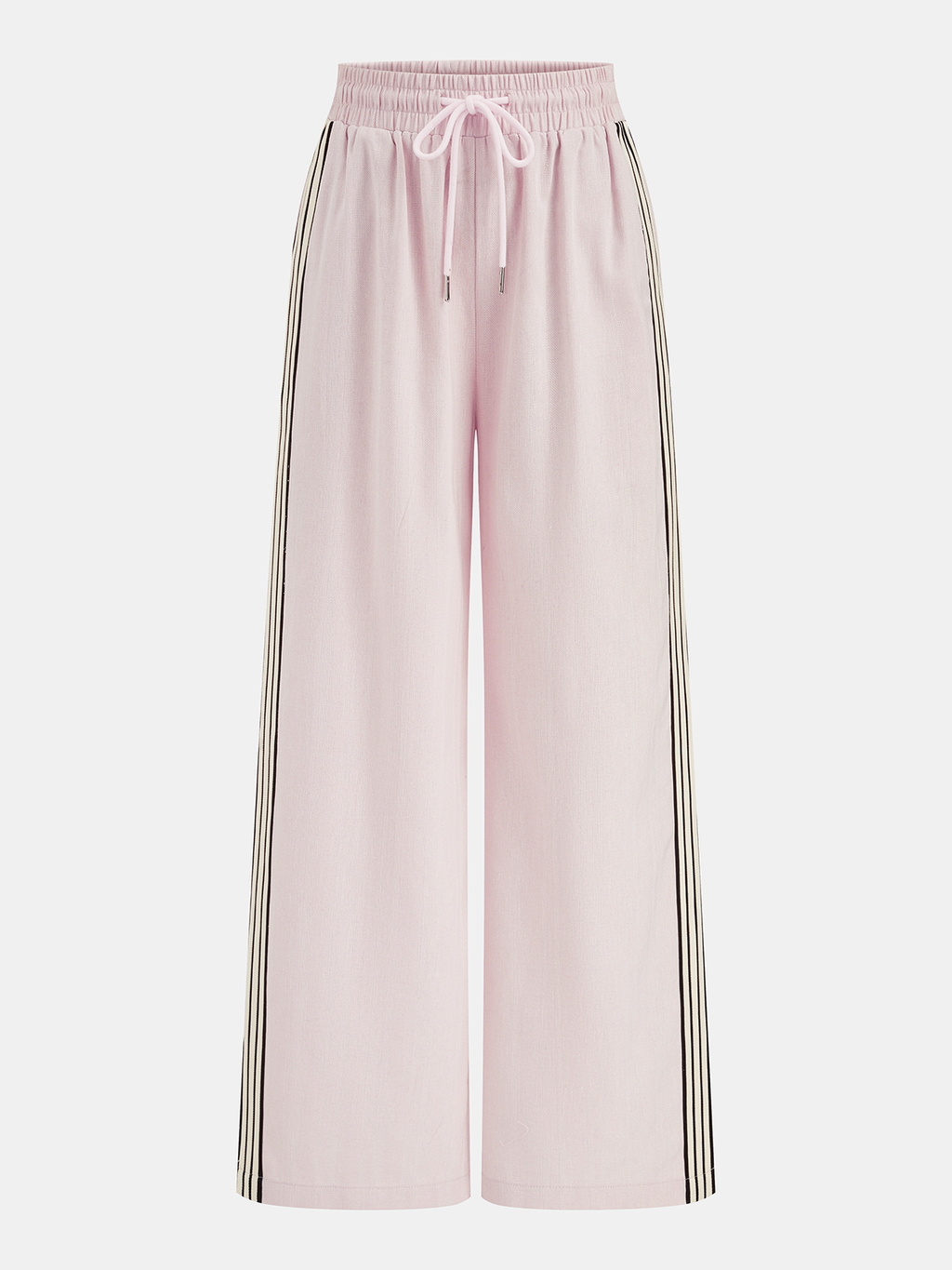 Cotton Linen Striped Split Drawstring Pants