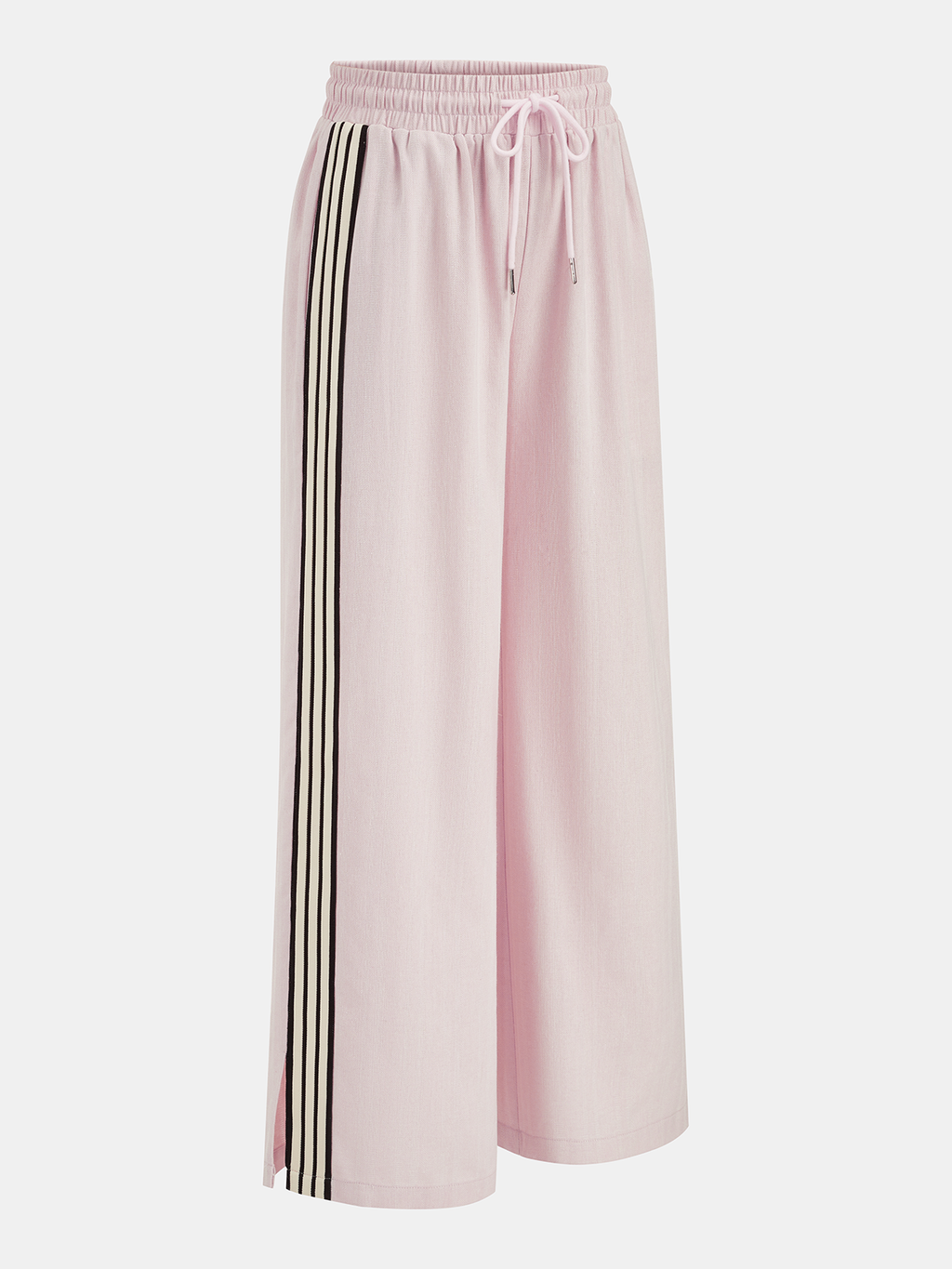 Cotton Linen Striped Split Drawstring Pants